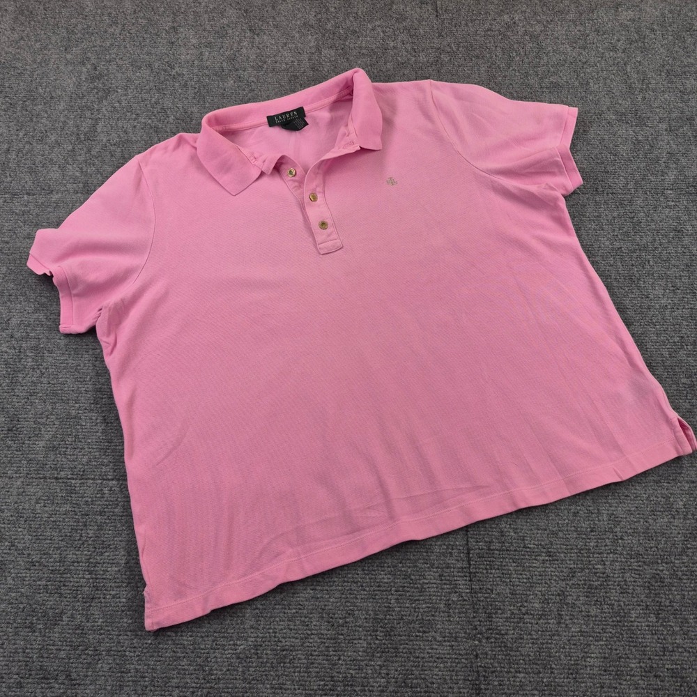 Lauren Ralph Lauren Pink Cotton Pique Short Sleeve Polo Shirt Womens 2X